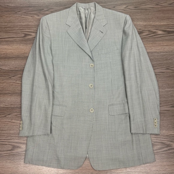 Canali Grey & White Check Sport Coat 42L Long